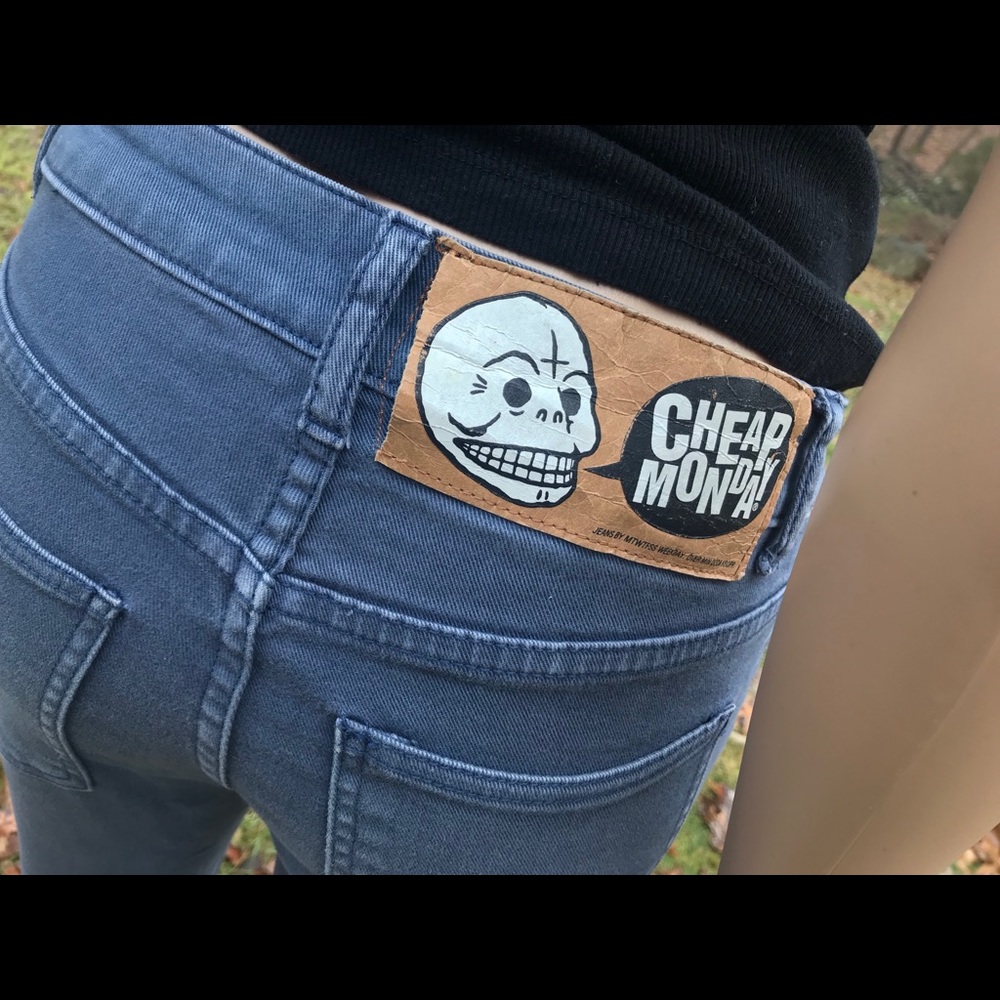 CHEAP MONDAY SLATE BLUE MID-RISE JEANS